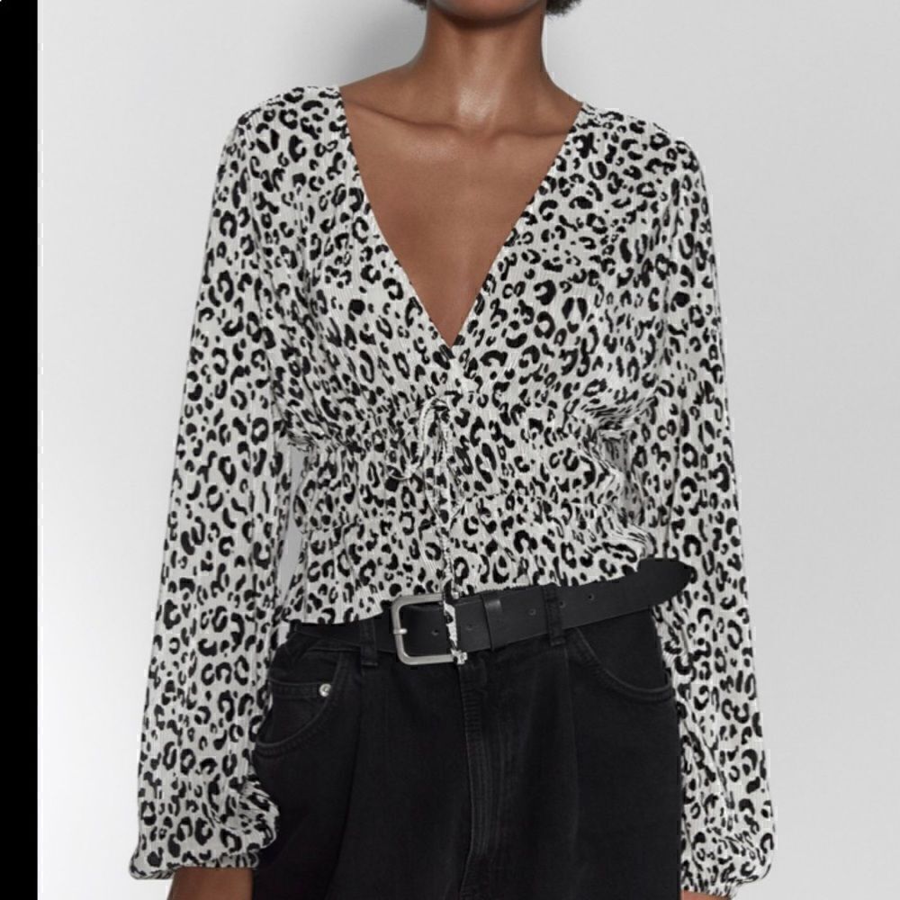 Zara pleated animal print top.     Size Med